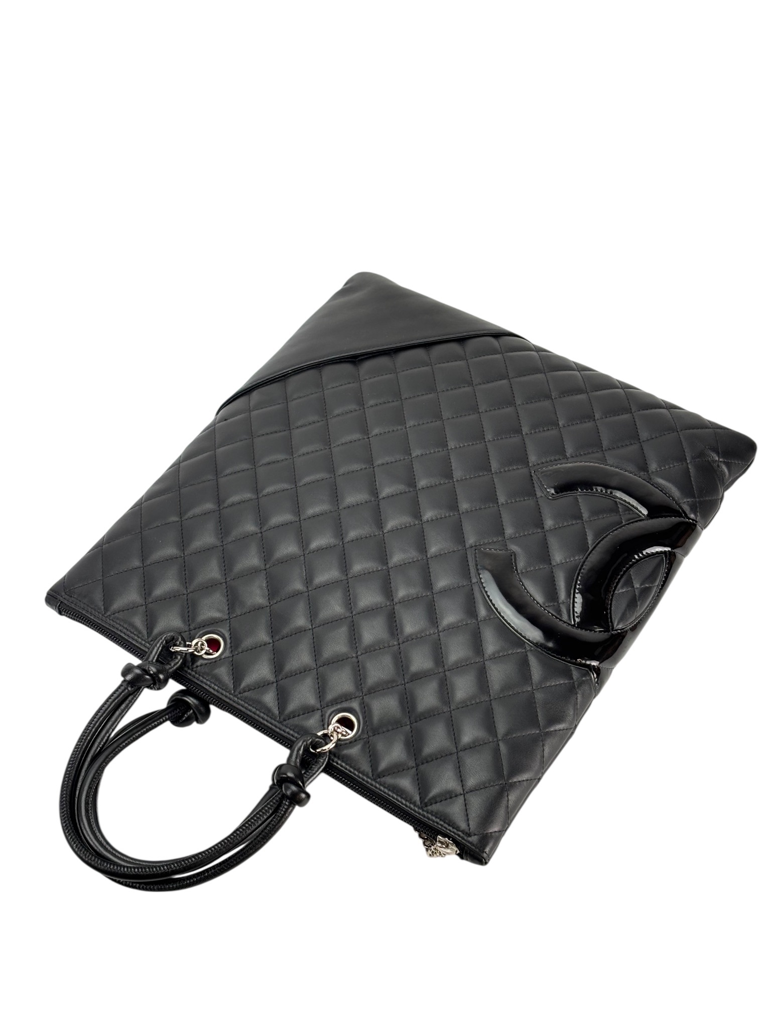 CHANEL - Black Calfskin Coco Mark Flat Shopper Shoulder Bag