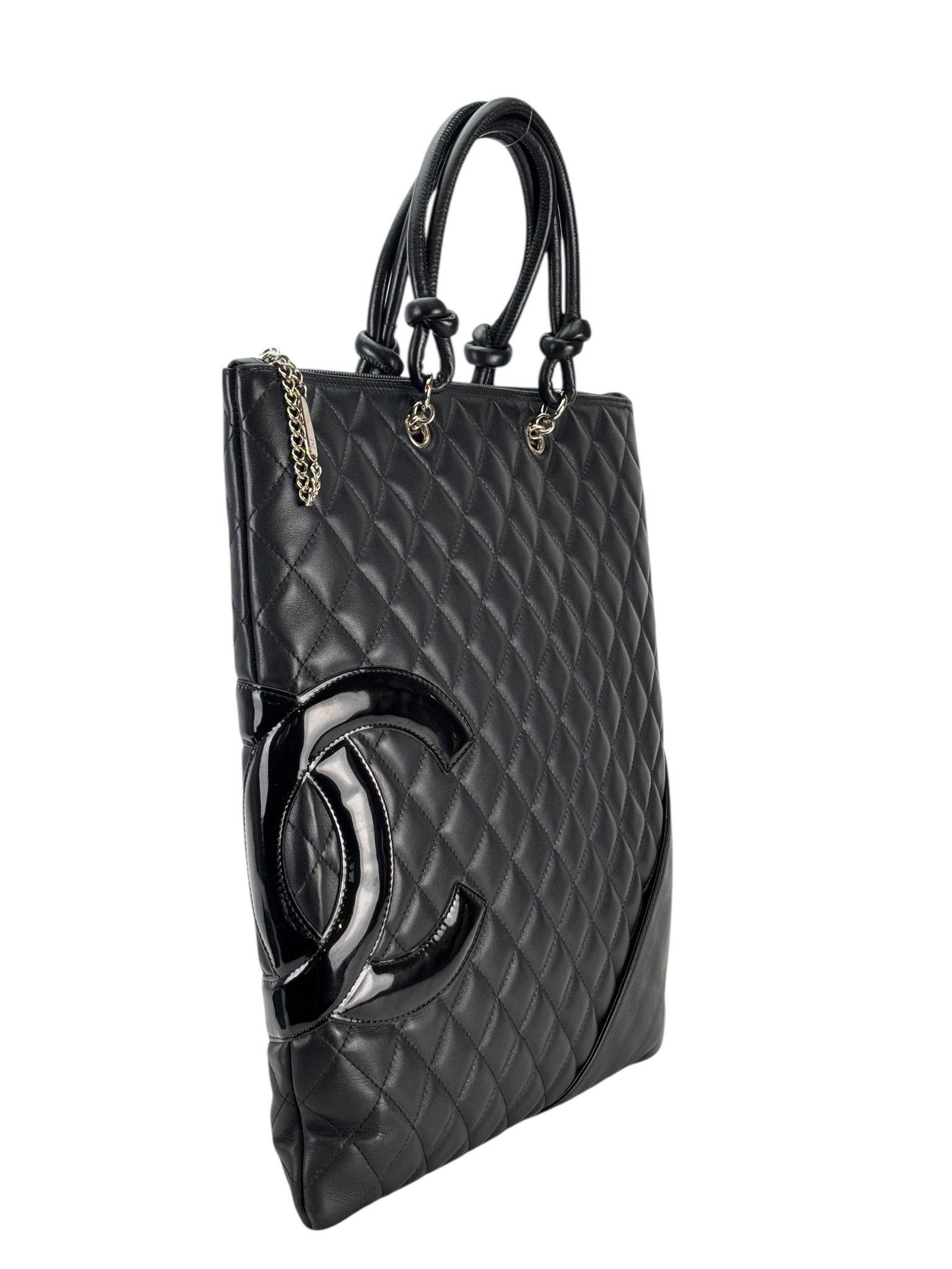 CHANEL - Black Calfskin Coco Mark Flat Shopper Shoulder Bag