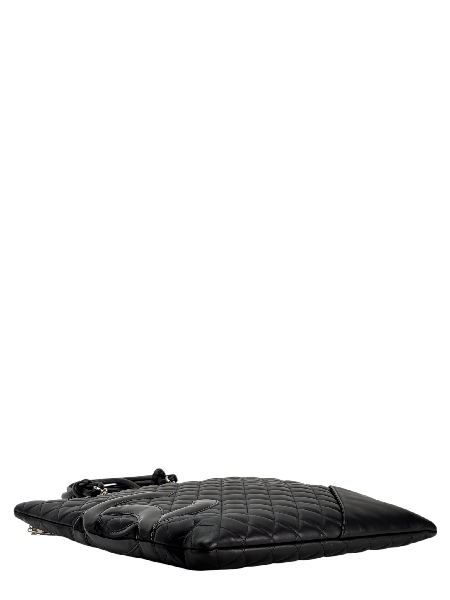 CHANEL - Black Calfskin Coco Mark Flat Shopper Shoulder Bag