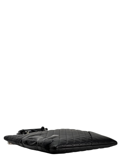 CHANEL - Black Calfskin Coco Mark Flat Shopper Shoulder Bag