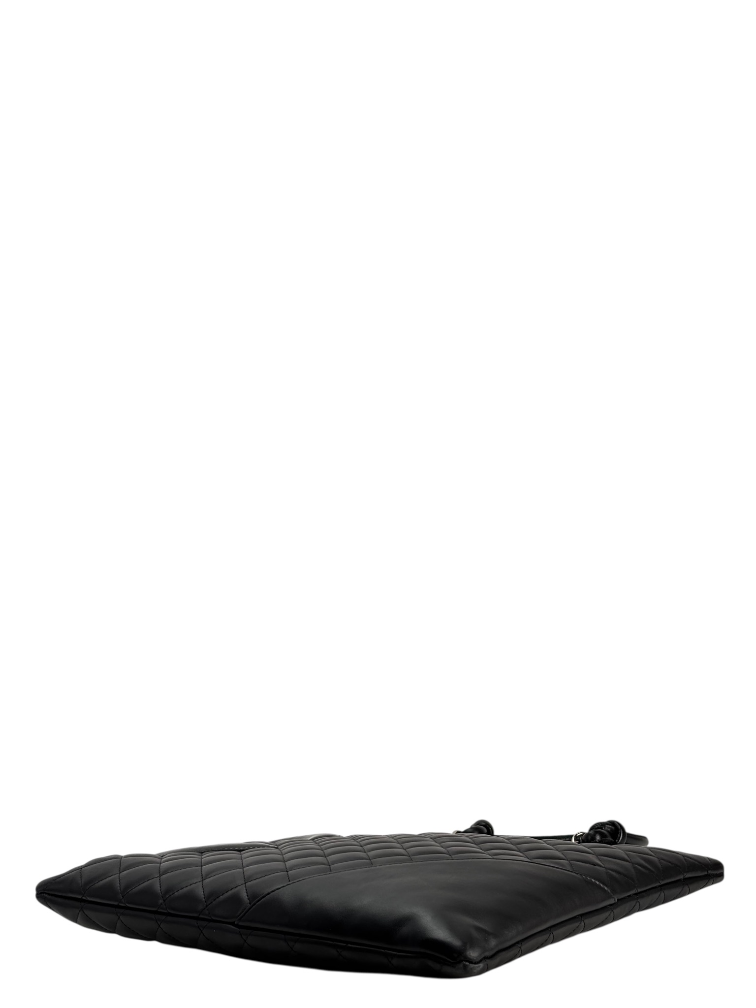 CHANEL - Black Calfskin Coco Mark Flat Shopper Shoulder Bag