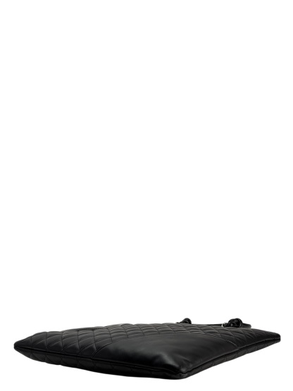 CHANEL - Black Calfskin Coco Mark Flat Shopper Shoulder Bag