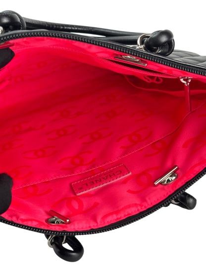 CHANEL - Black Calfskin Coco Mark Flat Shopper Shoulder Bag