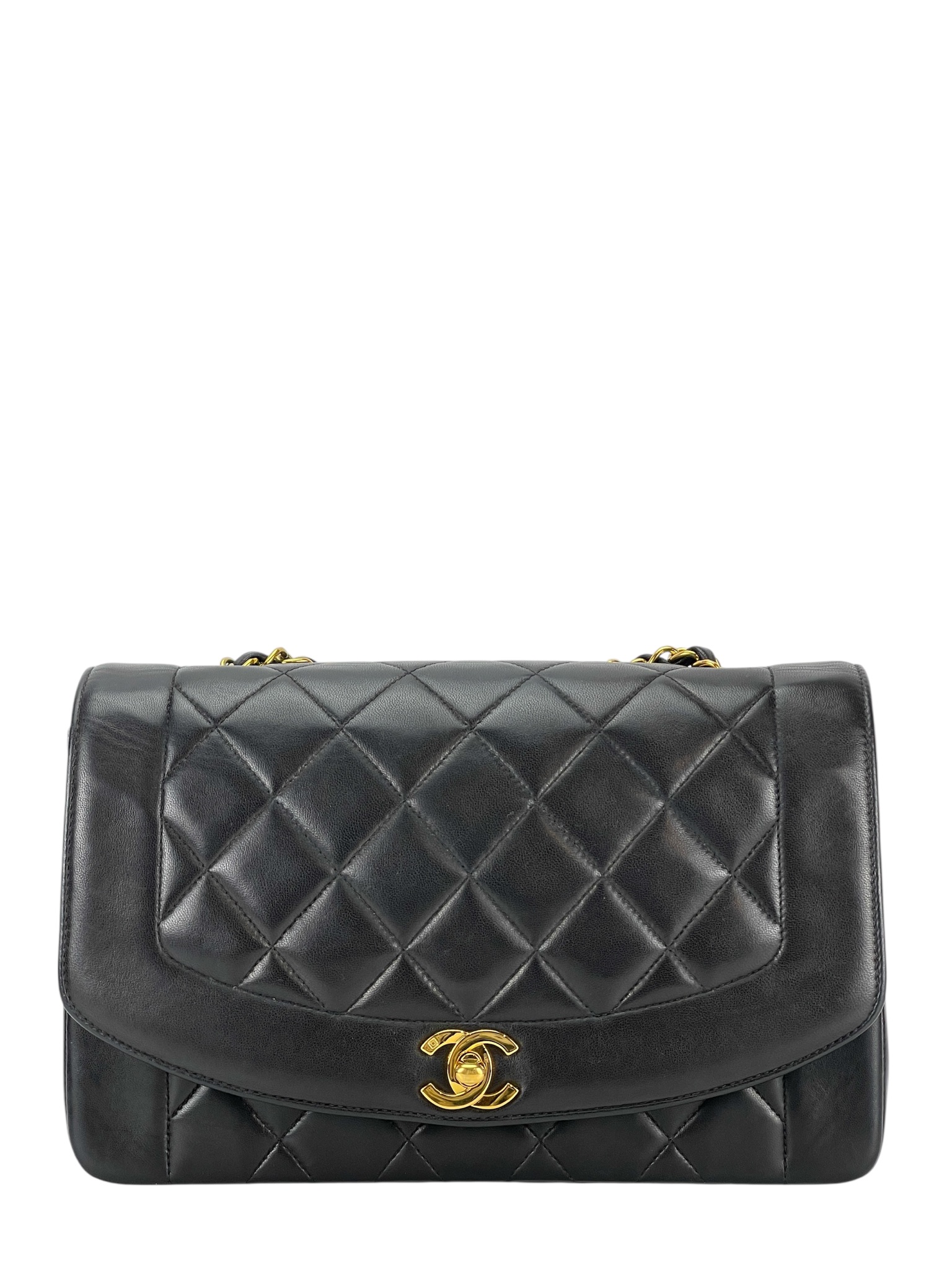 CHANEL - Black Lambskin Medium Diana Shoulder Bag