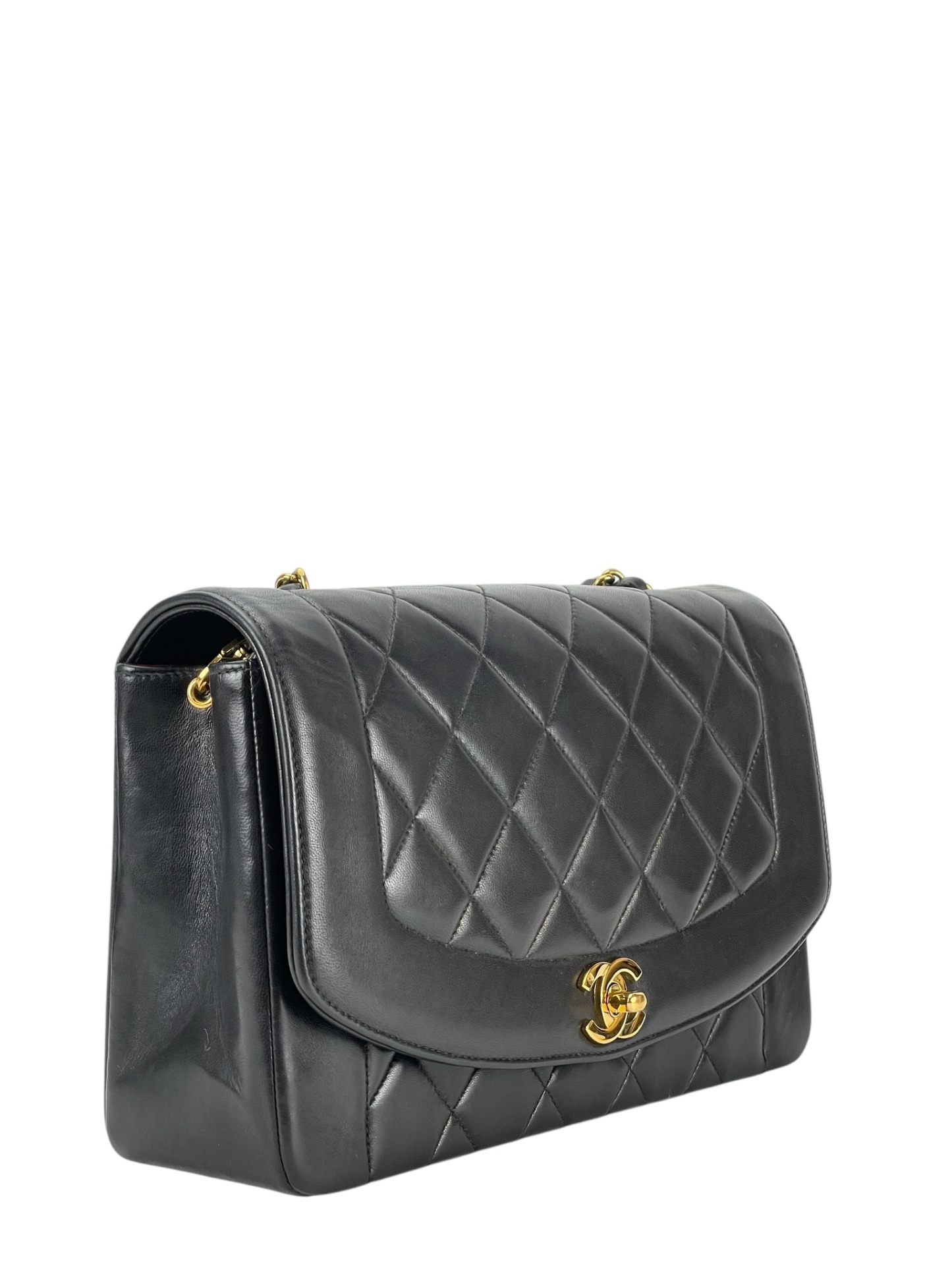 CHANEL - Black Lambskin Medium Diana Shoulder Bag