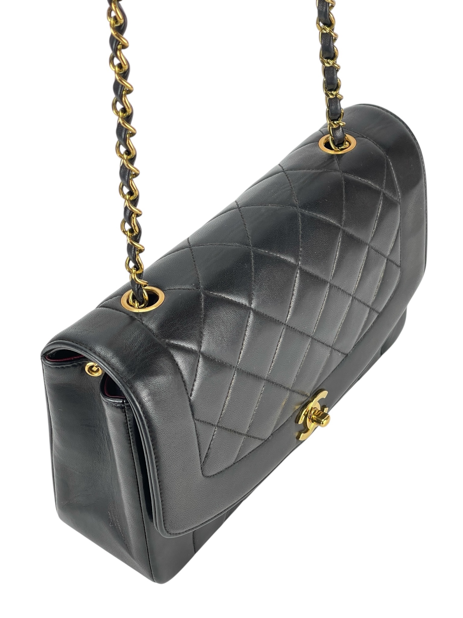 CHANEL - Black Lambskin Medium Diana Shoulder Bag