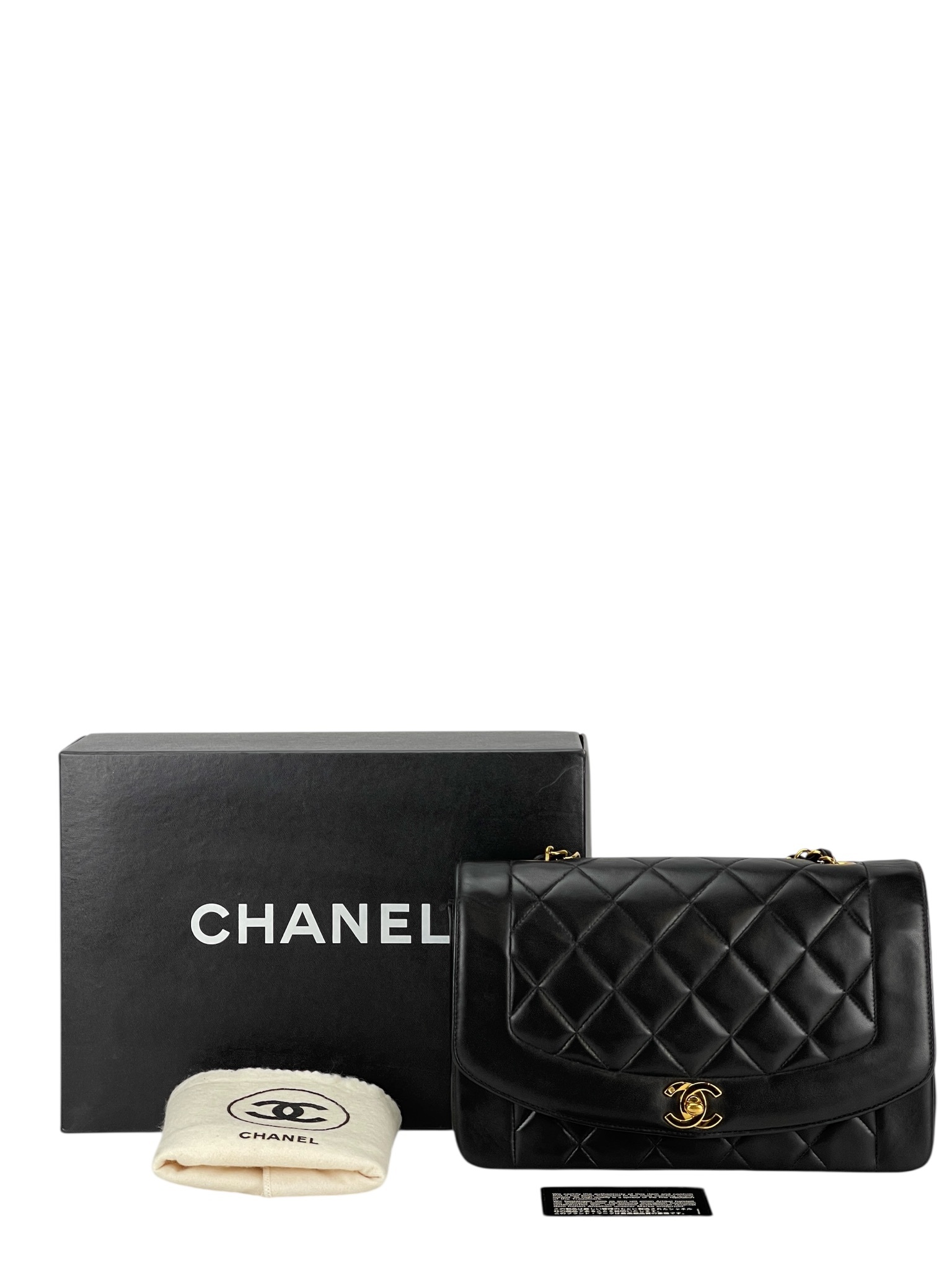 CHANEL - Black Lambskin Medium Diana Shoulder Bag