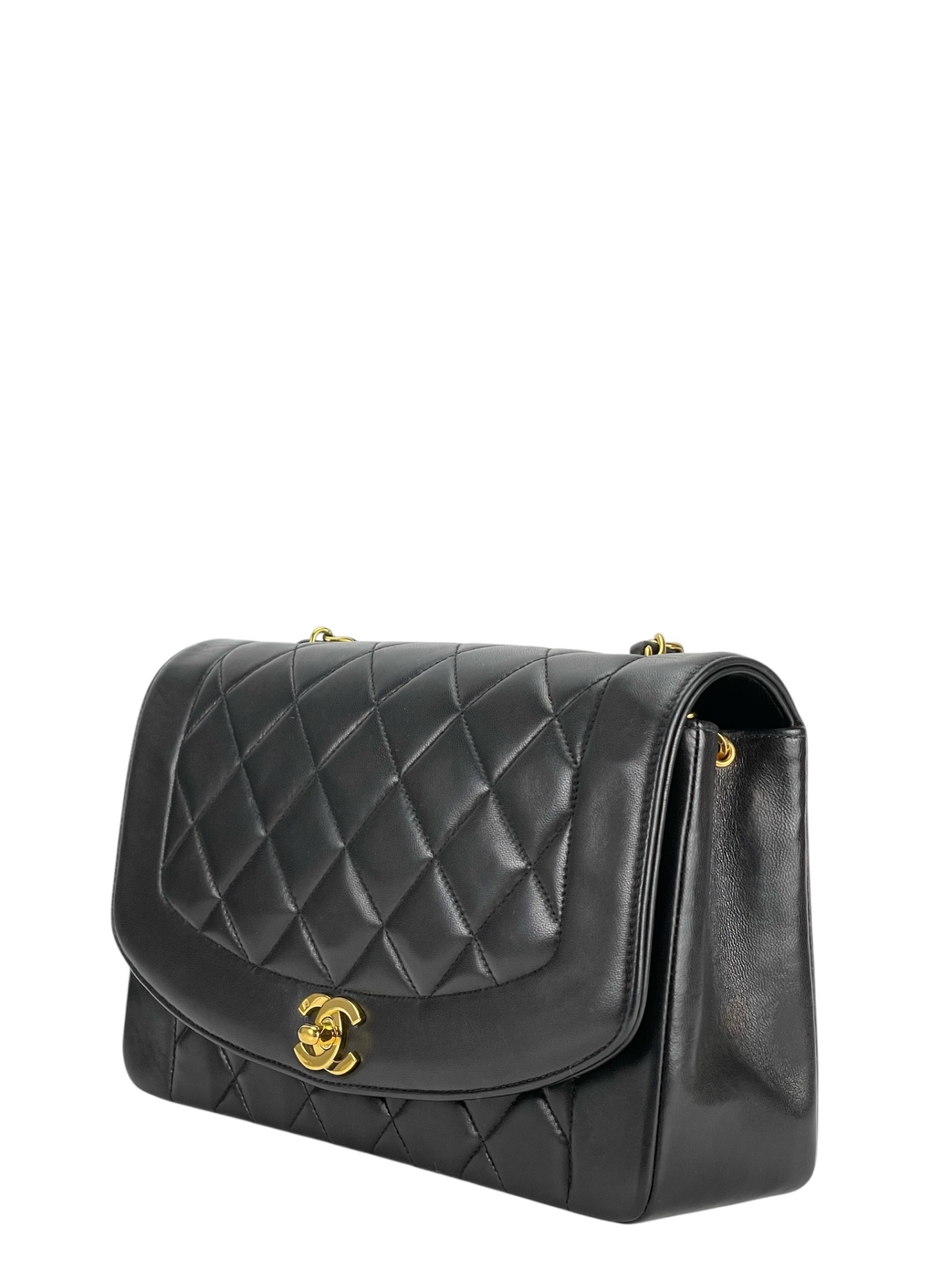 CHANEL - Black Lambskin Medium Diana Shoulder Bag