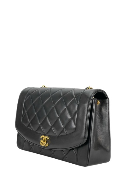 CHANEL - Black Lambskin Medium Diana Shoulder Bag