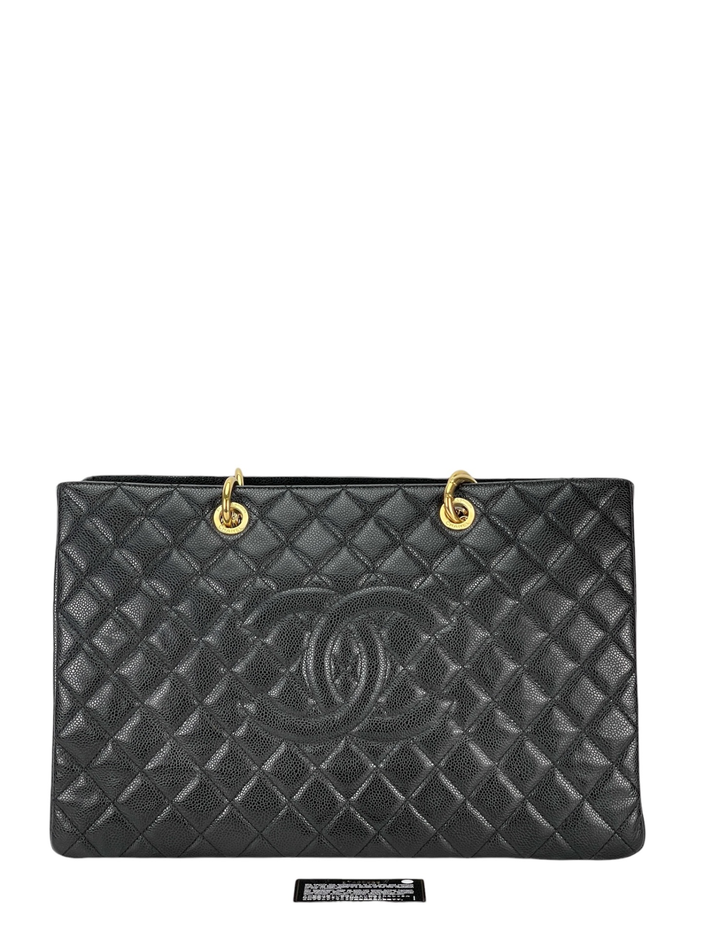 CHANEL - Black Caviar Quilted Grand Shopping Tote GST Gold Hardware