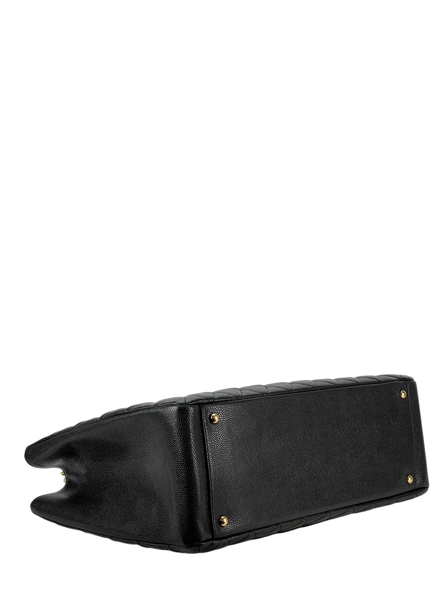 CHANEL - Black Caviar Quilted Grand Shopping Tote GST Gold Hardware