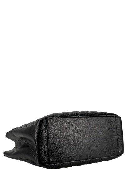 CHANEL - Black Caviar Quilted Grand Shopping Tote GST Sliver Hardware