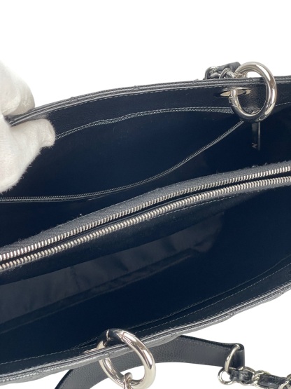 CHANEL - Black Caviar Quilted Grand Shopping Tote GST Sliver Hardware