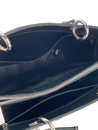 CHANEL - Black Caviar Quilted Grand Shopping Tote GST Sliver Hardware