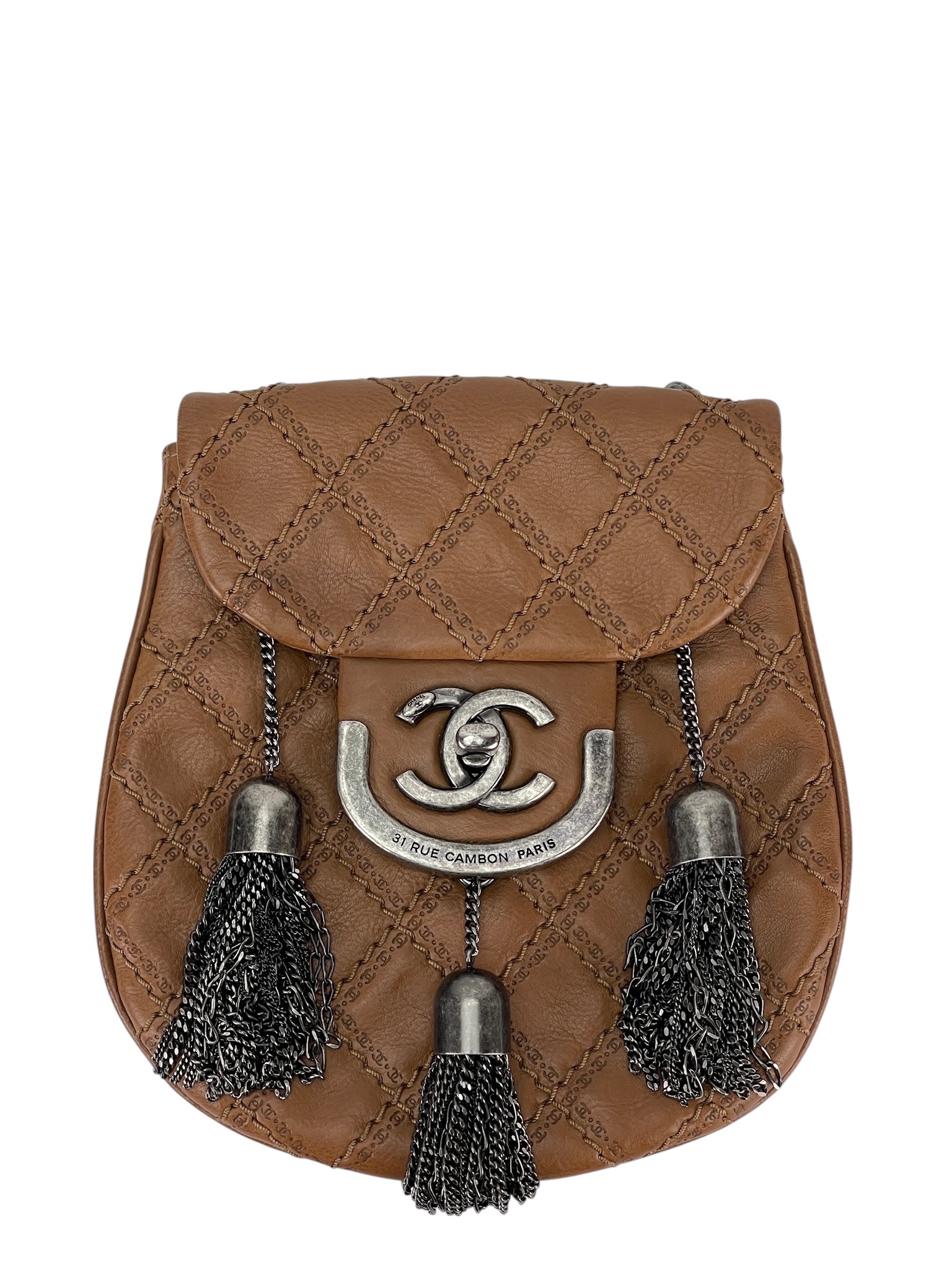 CHANEL - Beige Calfskin Edinburgh Coco Scottish Sporran Flap Bag