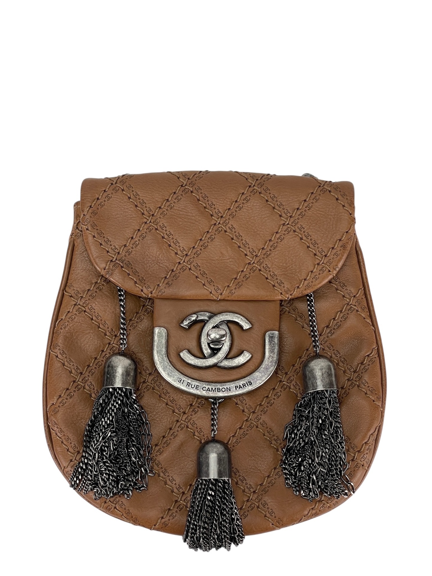 CHANEL - Beige Calfskin Edinburgh Coco Scottish Sporran Flap Bag