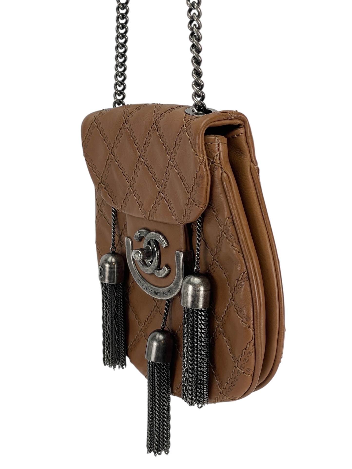 CHANEL - Beige Calfskin Edinburgh Coco Scottish Sporran Flap Bag