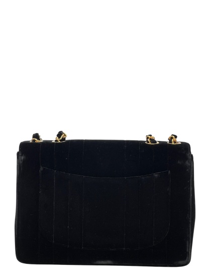 CHANEL - Black Velvet Jumbo Flap Bag 30