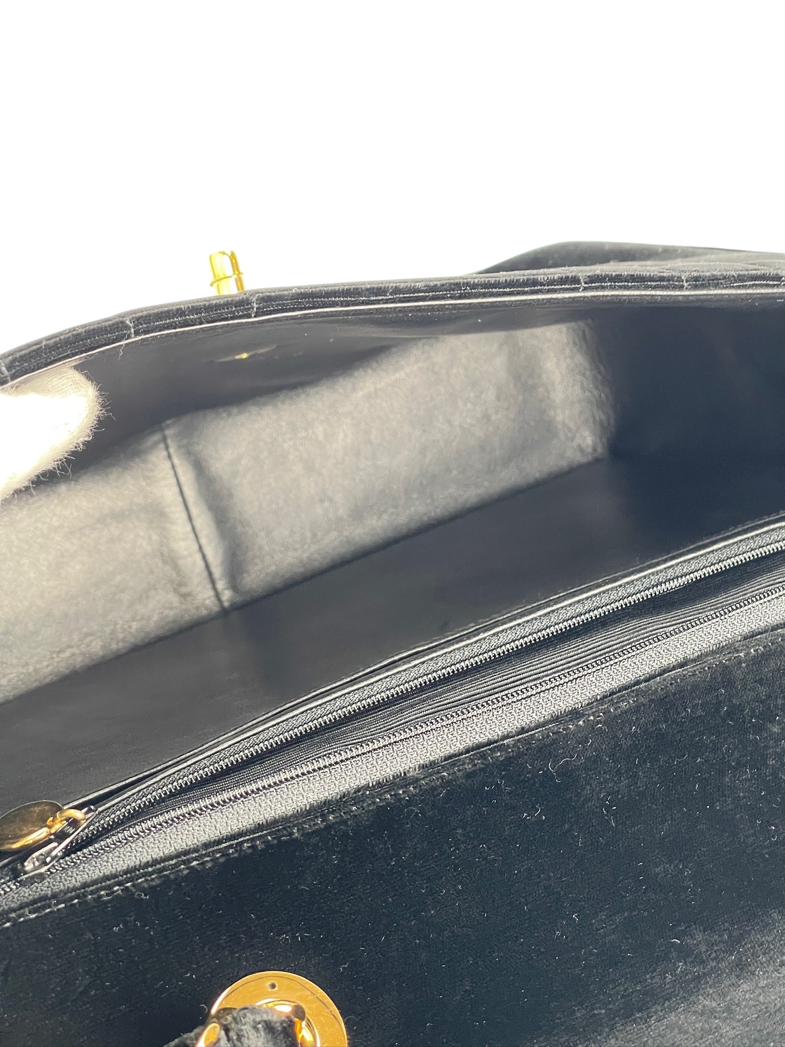 CHANEL - Black Velvet Jumbo Flap Bag 30