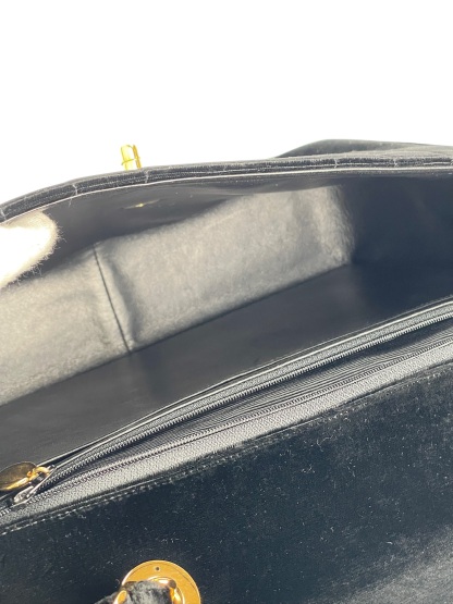 CHANEL - Black Velvet Jumbo Flap Bag 30