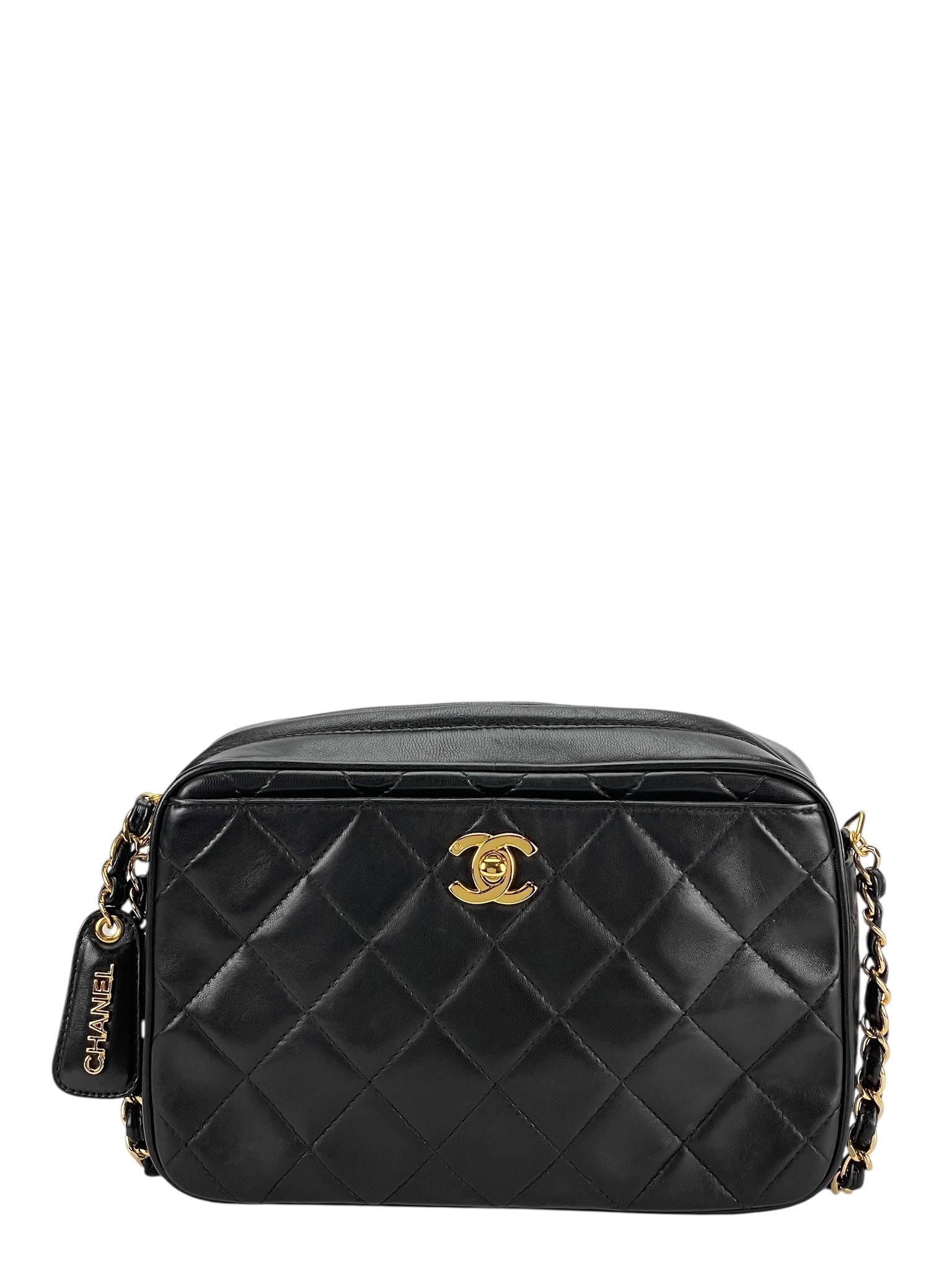 CHANEL - Black Lambskin CC Mark Turn Lock Camera Chain Shoulder Bag