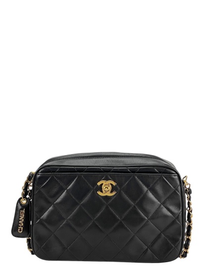CHANEL - Black Lambskin CC Mark Turn Lock Camera Chain Shoulder Bag