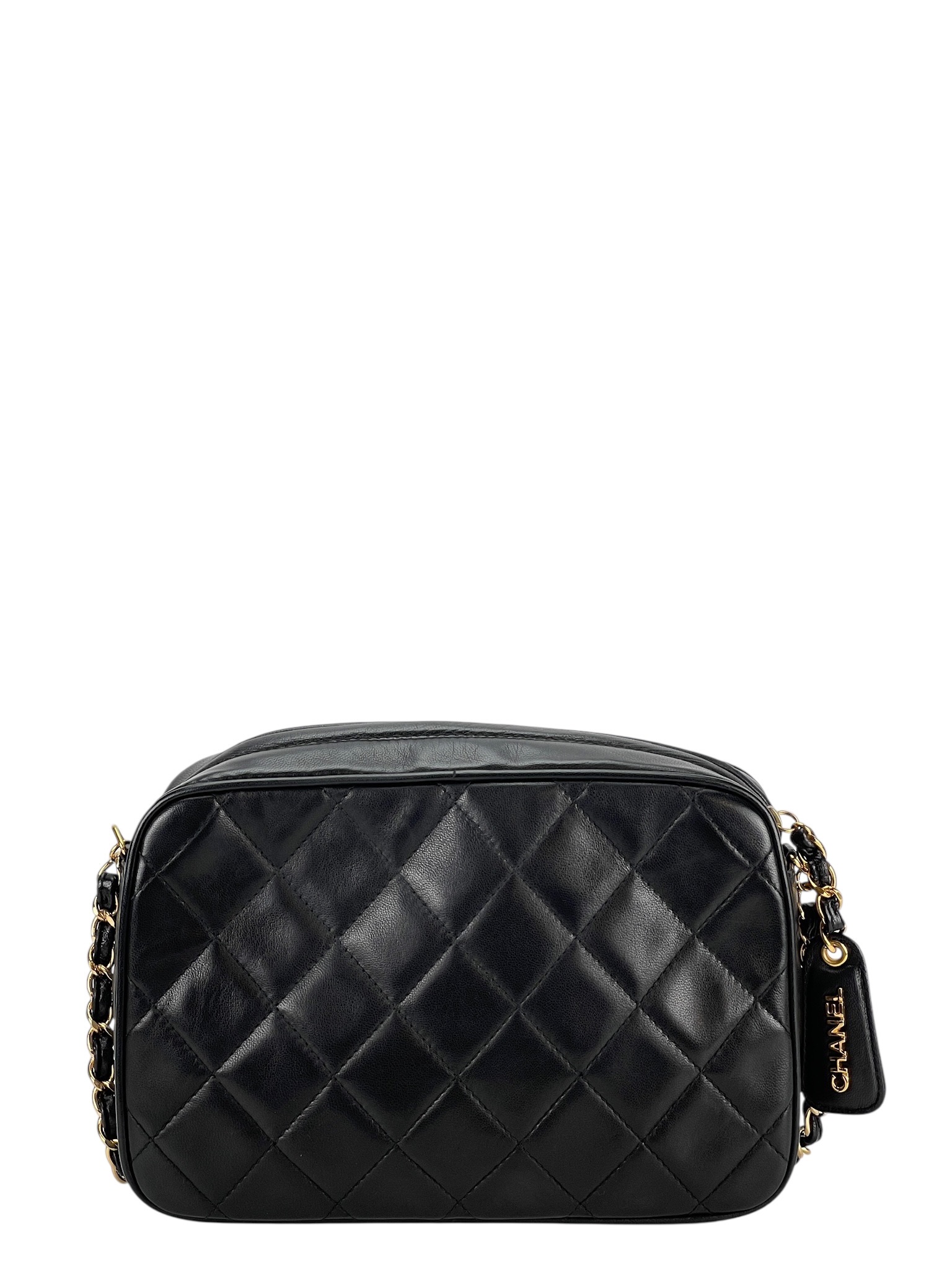 CHANEL - Black Lambskin CC Mark Turn Lock Camera Chain Shoulder
