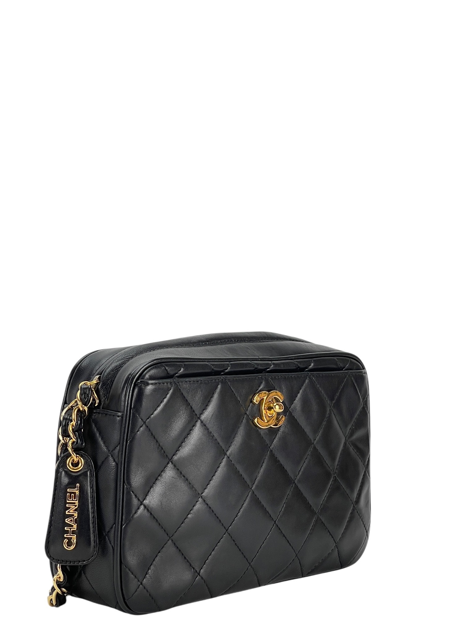 CHANEL - Black Lambskin CC Mark Turn Lock Camera Chain Shoulder Bag