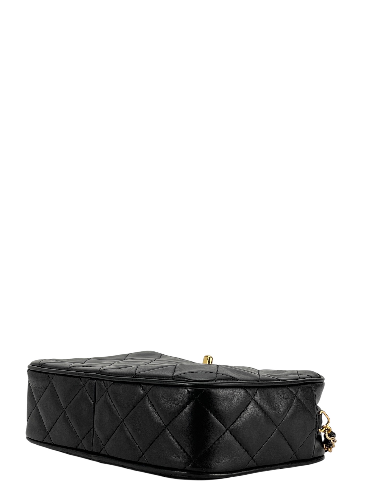 CHANEL - Black Lambskin CC Mark Turn Lock Camera Chain Shoulder