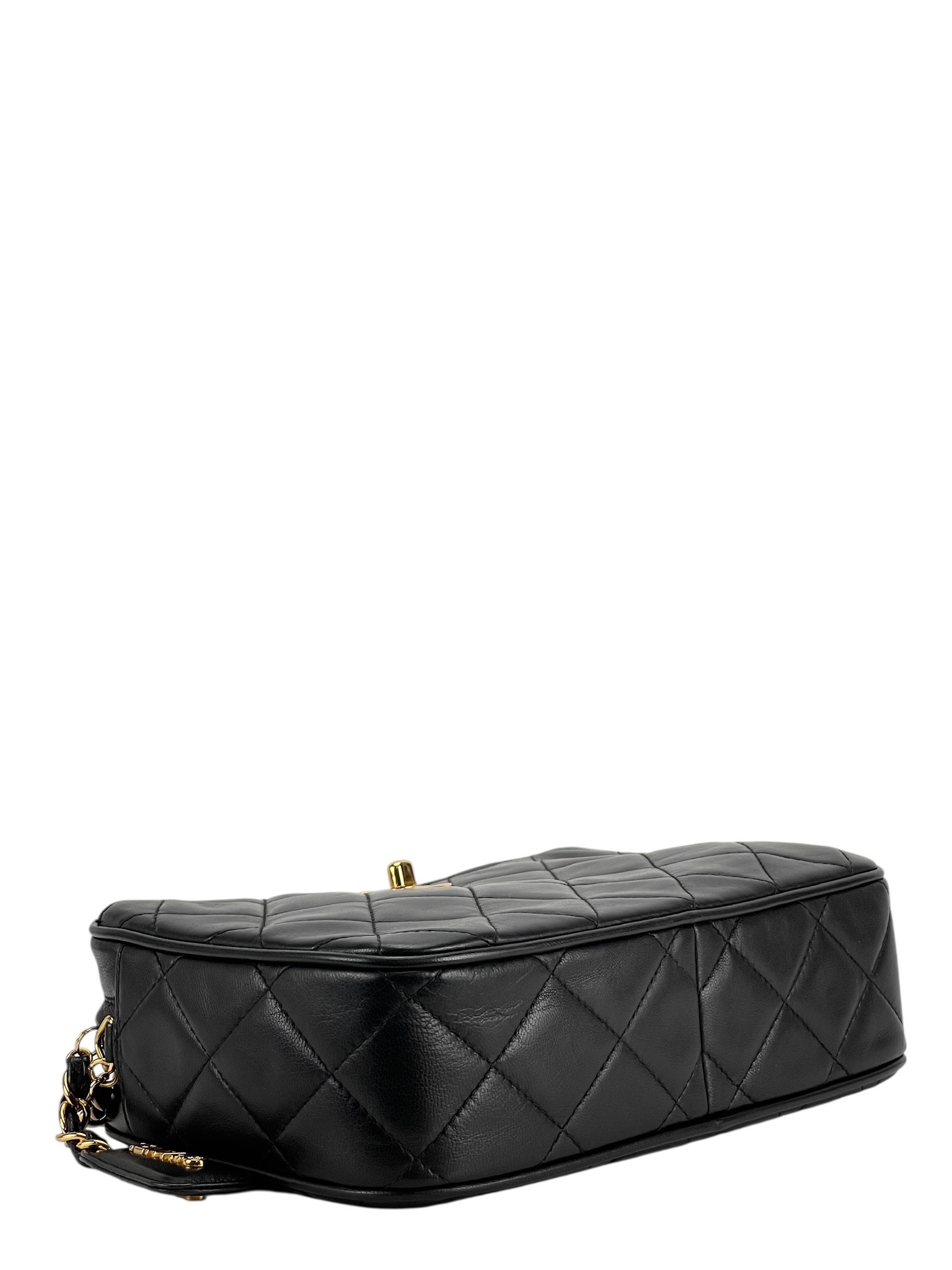 CHANEL - Black Lambskin CC Mark Turn Lock Camera Chain Shoulder Bag