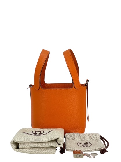 HERMES - Picotin 14 Orange Swift Gold Hardware