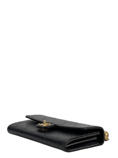 CHANEL - Black Lambskin Quilted Small Chic Pearls Flap Bag 