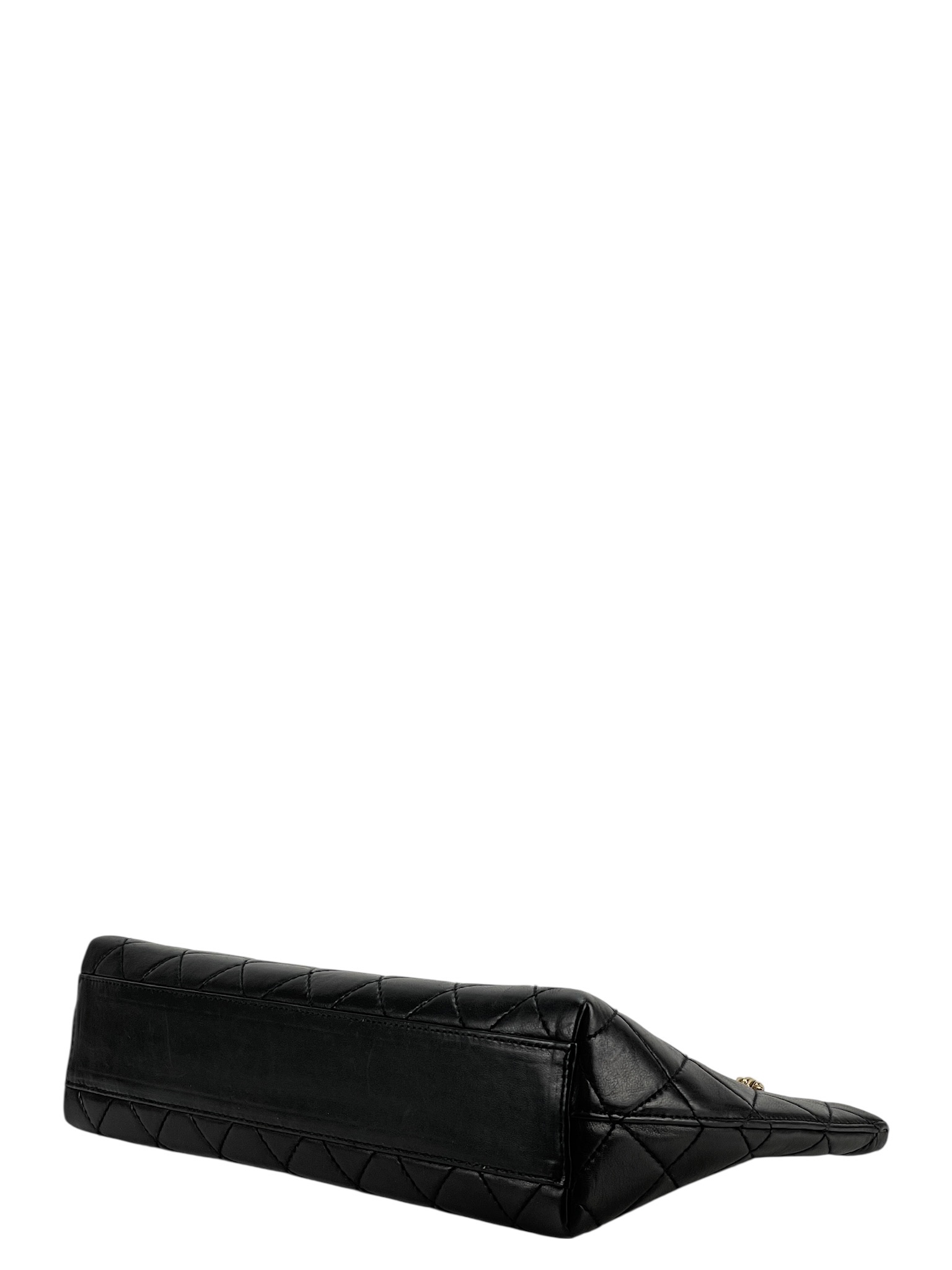 CHANEL - Black Lambskin Quilted Tote Bag