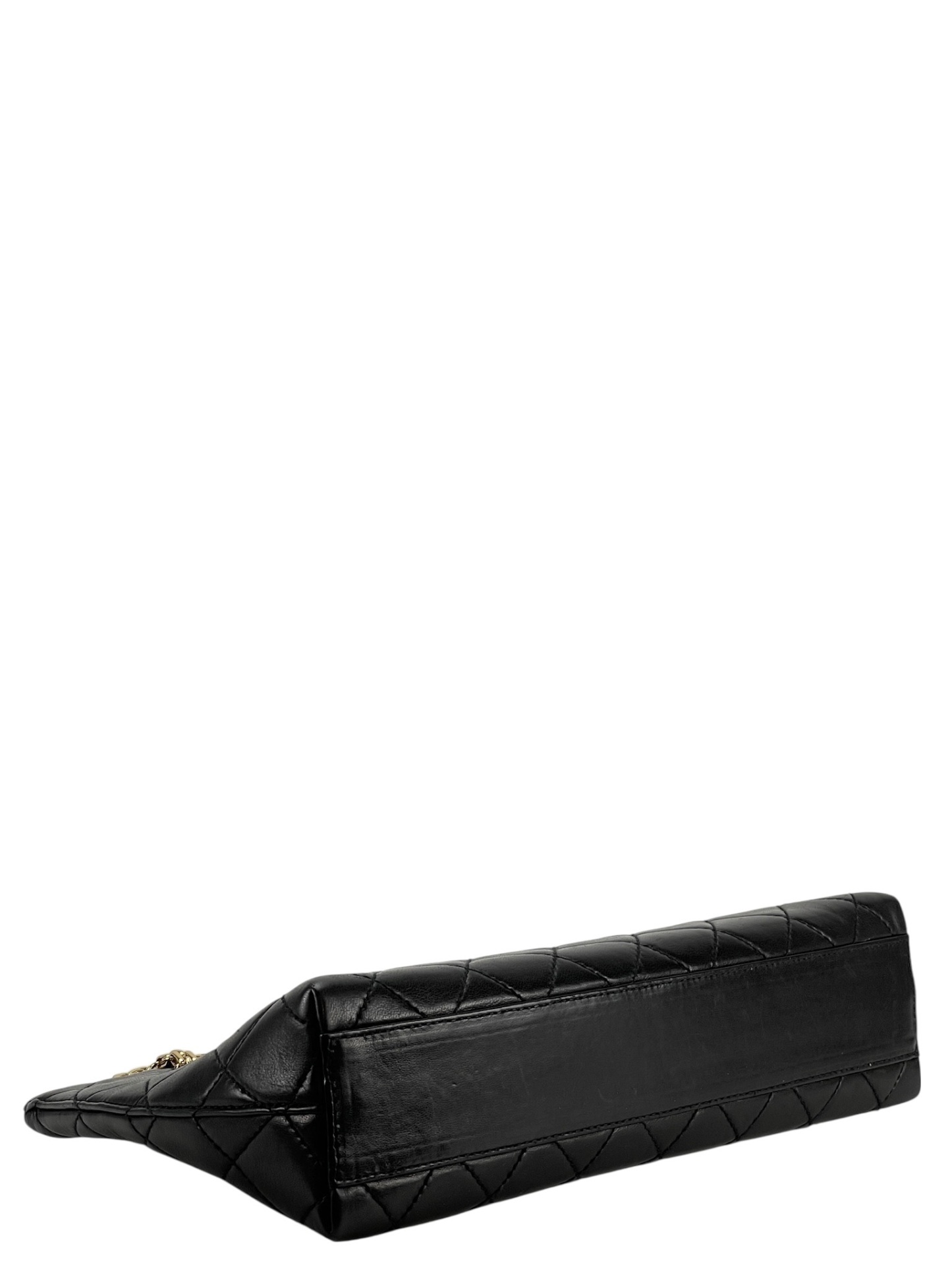 CHANEL - Black Lambskin Quilted Tote Bag