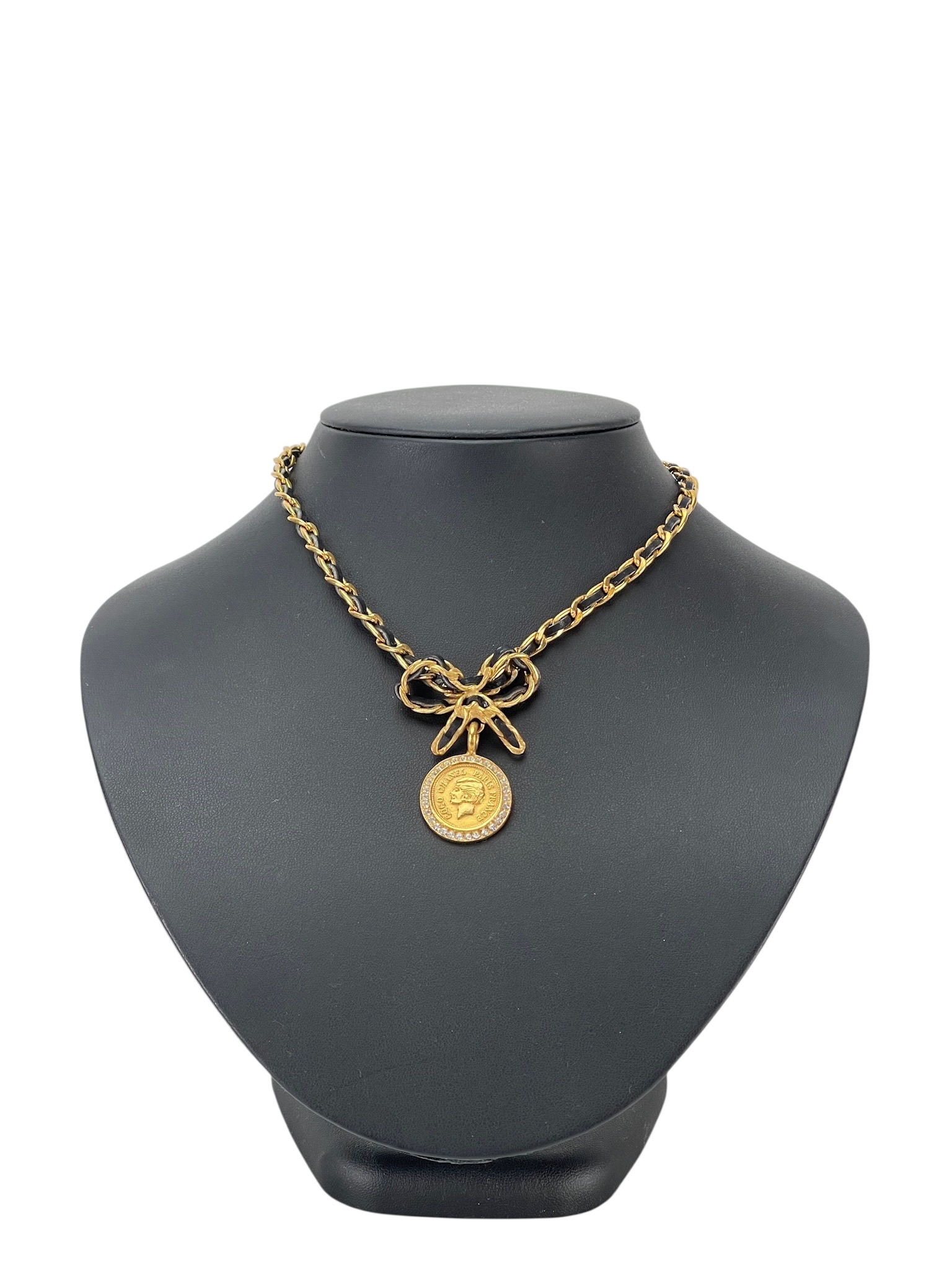CHANEL - 96P Coco Coin Ribbon Chain Necklace
