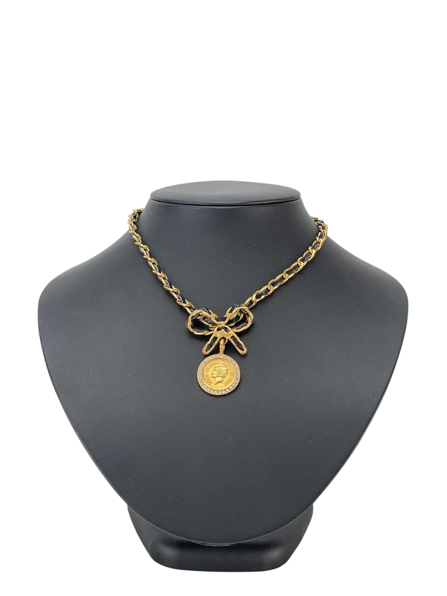 CHANEL - 96P Coco Coin Ribbon Chain Necklace