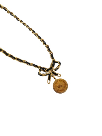 CHANEL - 96P Coco Coin Ribbon Chain Necklace