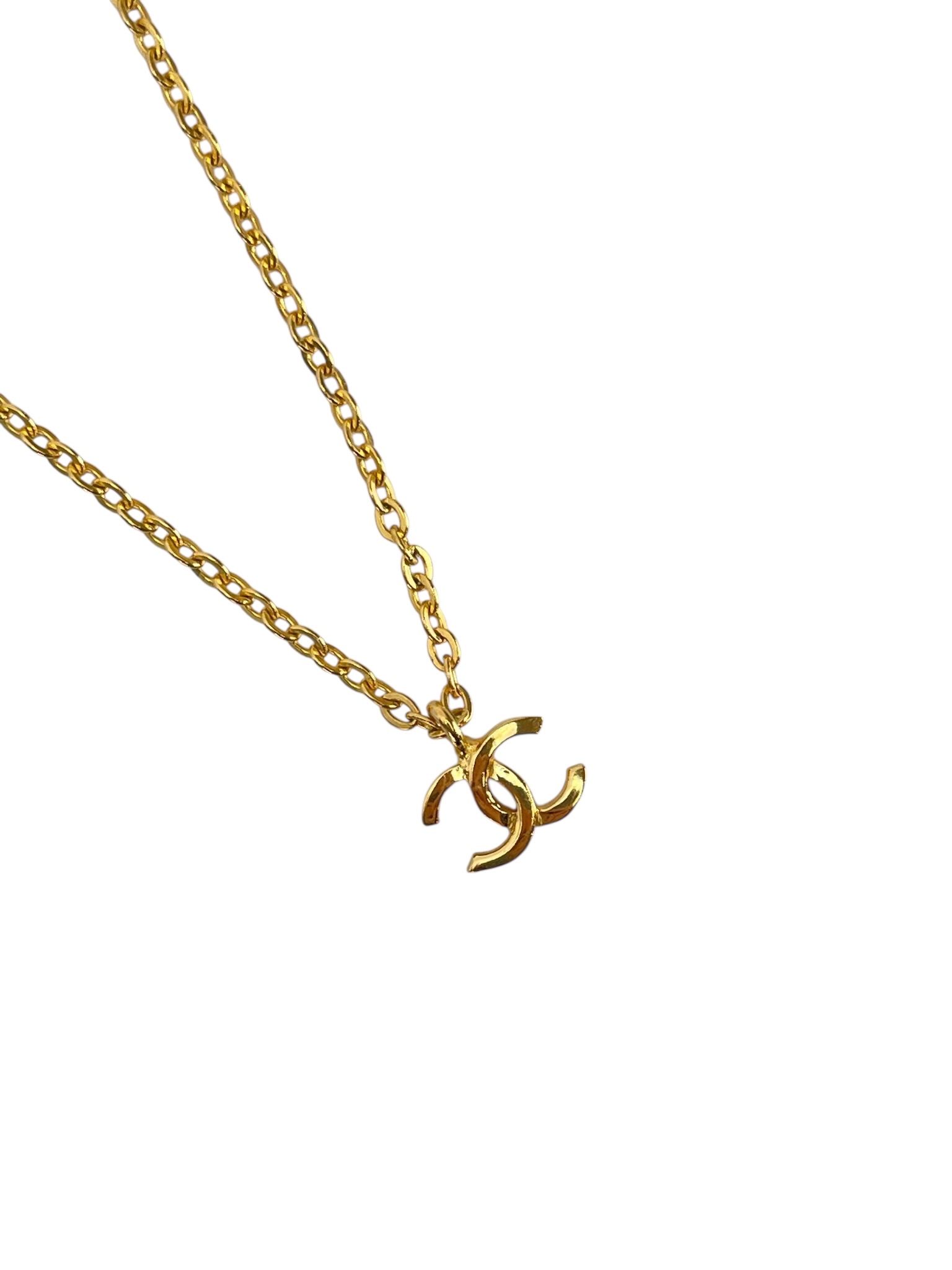 CHANEL - Gold CC Logo Pendant Necklace