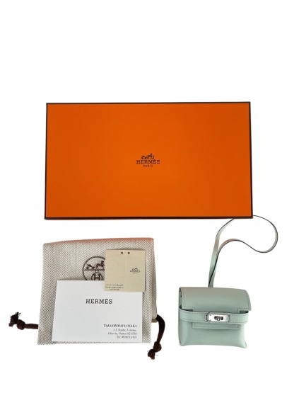 HERMES - Kelly Festival N3 Mint Green Swift Bag Charm SHW K (2025)