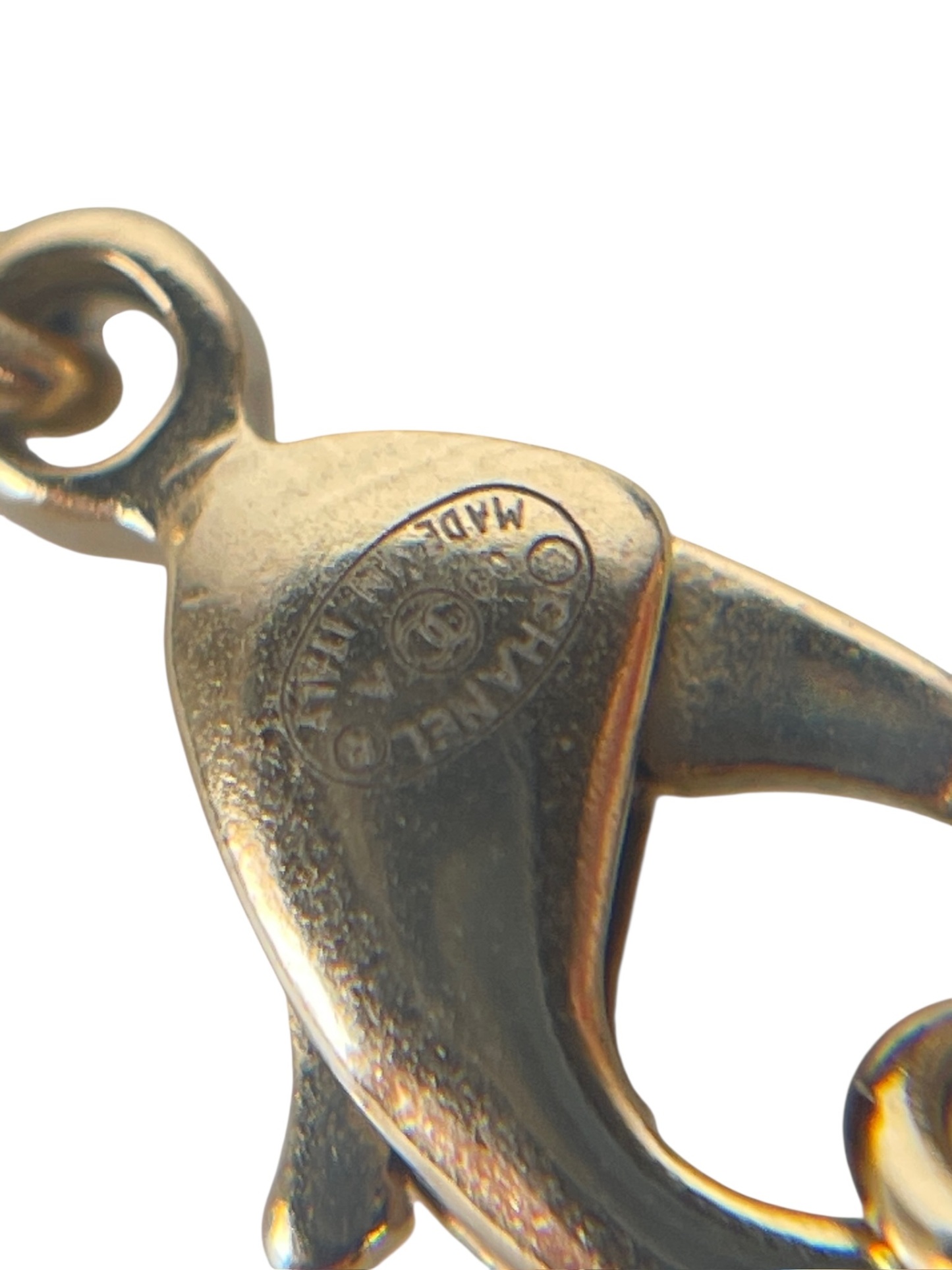 CHANEL - 09A Gold Rhinestone Logo Pendant Necklace