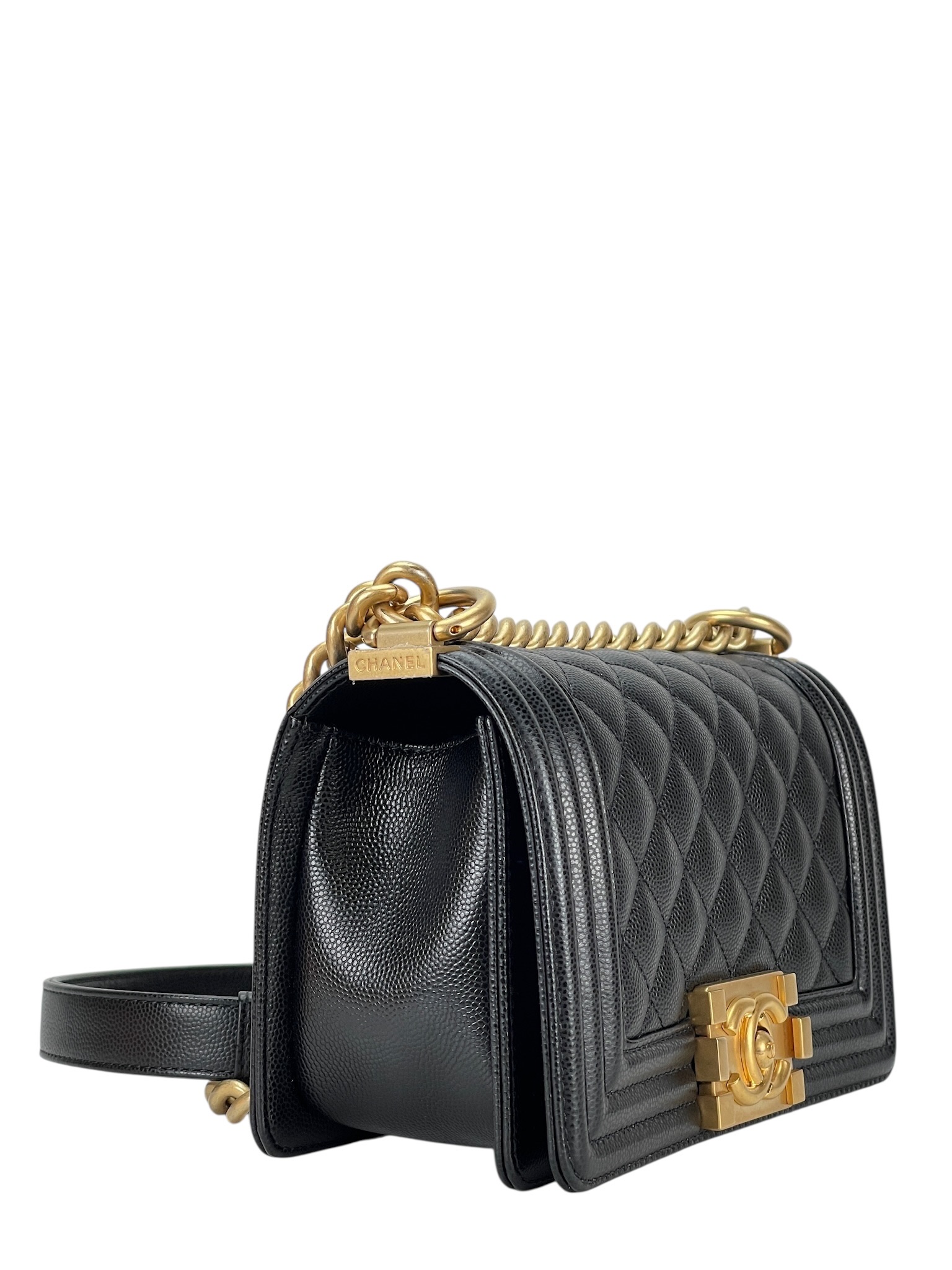 CHANEL - Small Boy Flap Bag Black Lambskin Gold Hardware