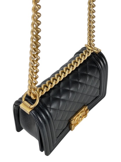 CHANEL - Small Boy Flap Bag Black Lambskin Gold Hardware