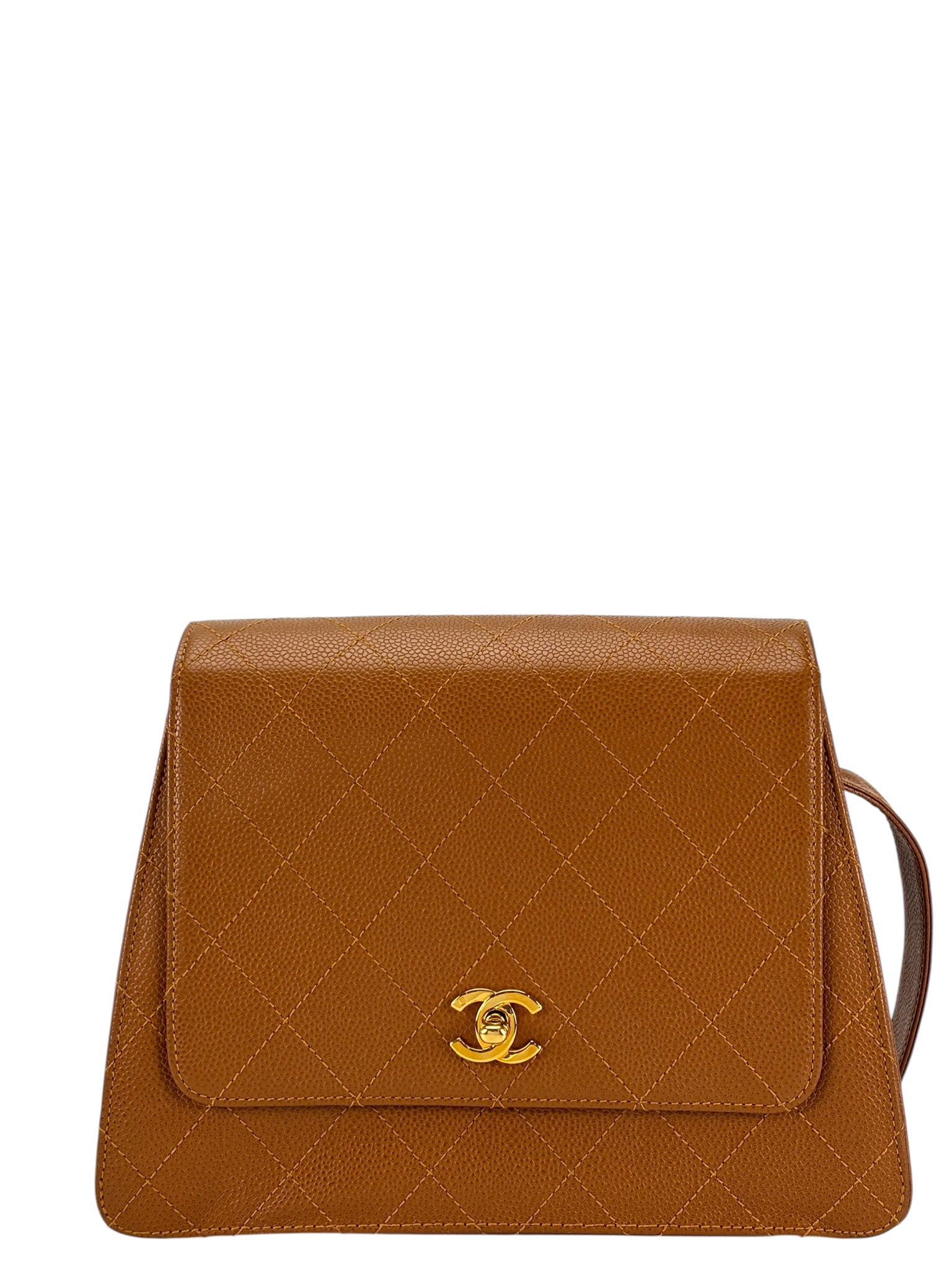 CHANEL - Beige Caviar Matelasse Shoulder Bag