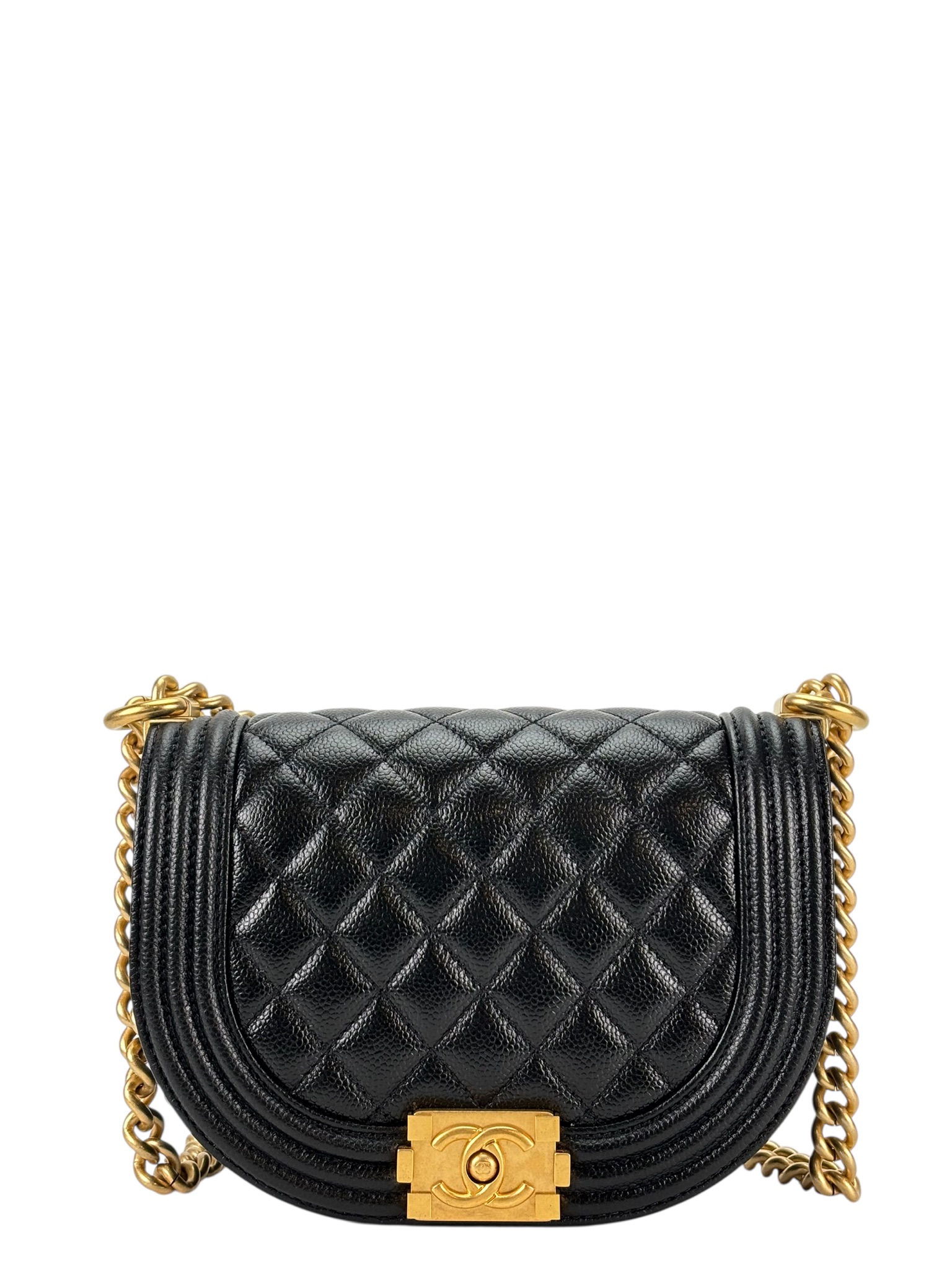 CHANEL - Caviar Quilted Small Boy Messenger Bag Black