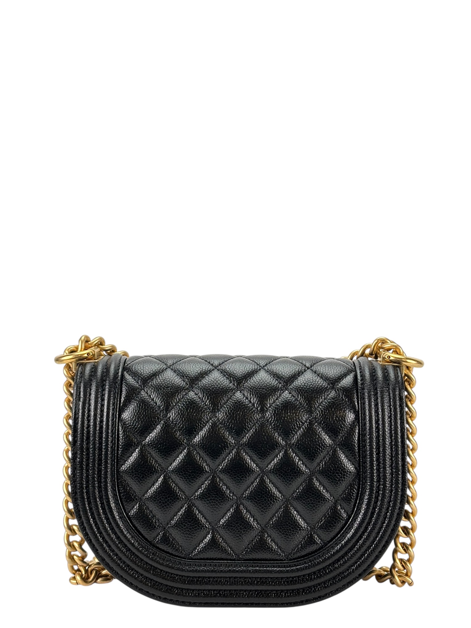 CHANEL - Caviar Quilted Small Boy Messenger Bag Black