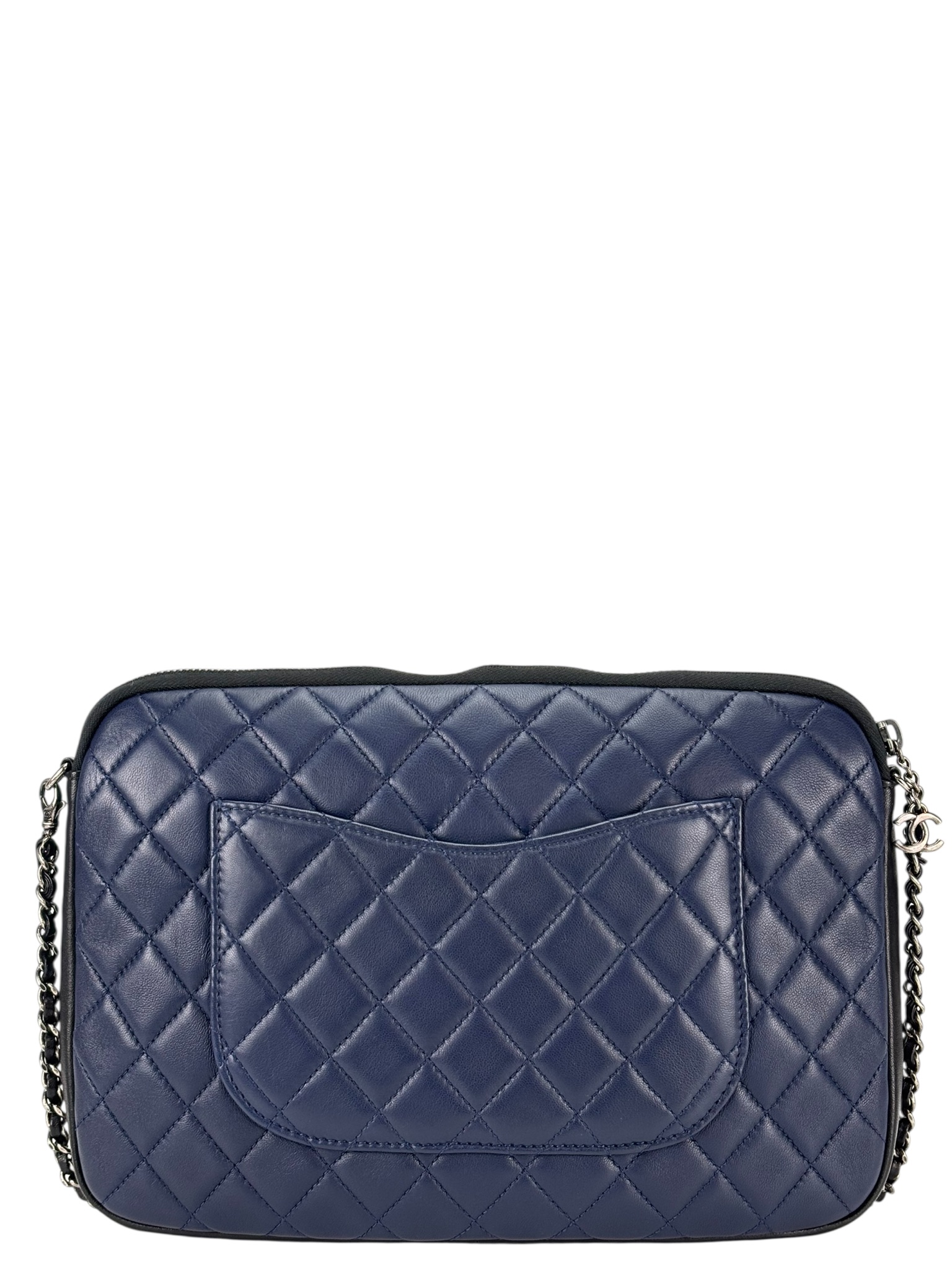 CHANEL - Blue Lambskin Jaket Quilted Shoulder Bag