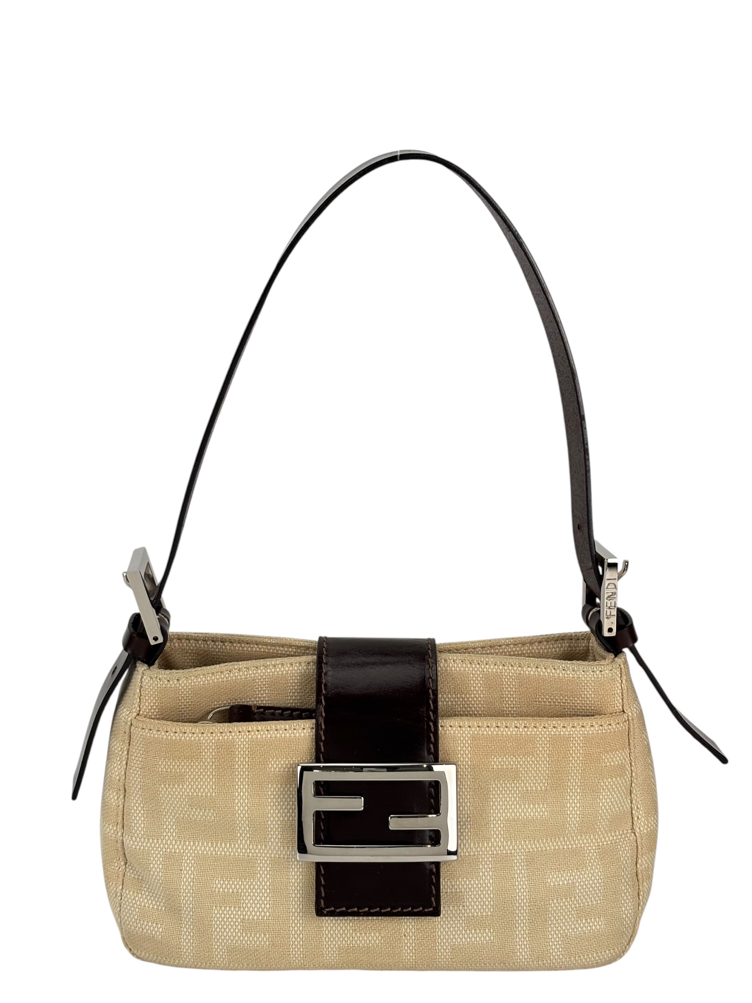 FENDI - Beige Zucca Canvas Mini Shoulder Bag