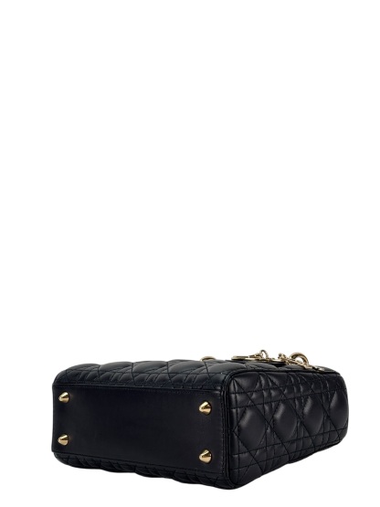 CHRISTIAN DIOR - Lady Dior 2Way Hand Bag Gold Hardware Lambskin Navy