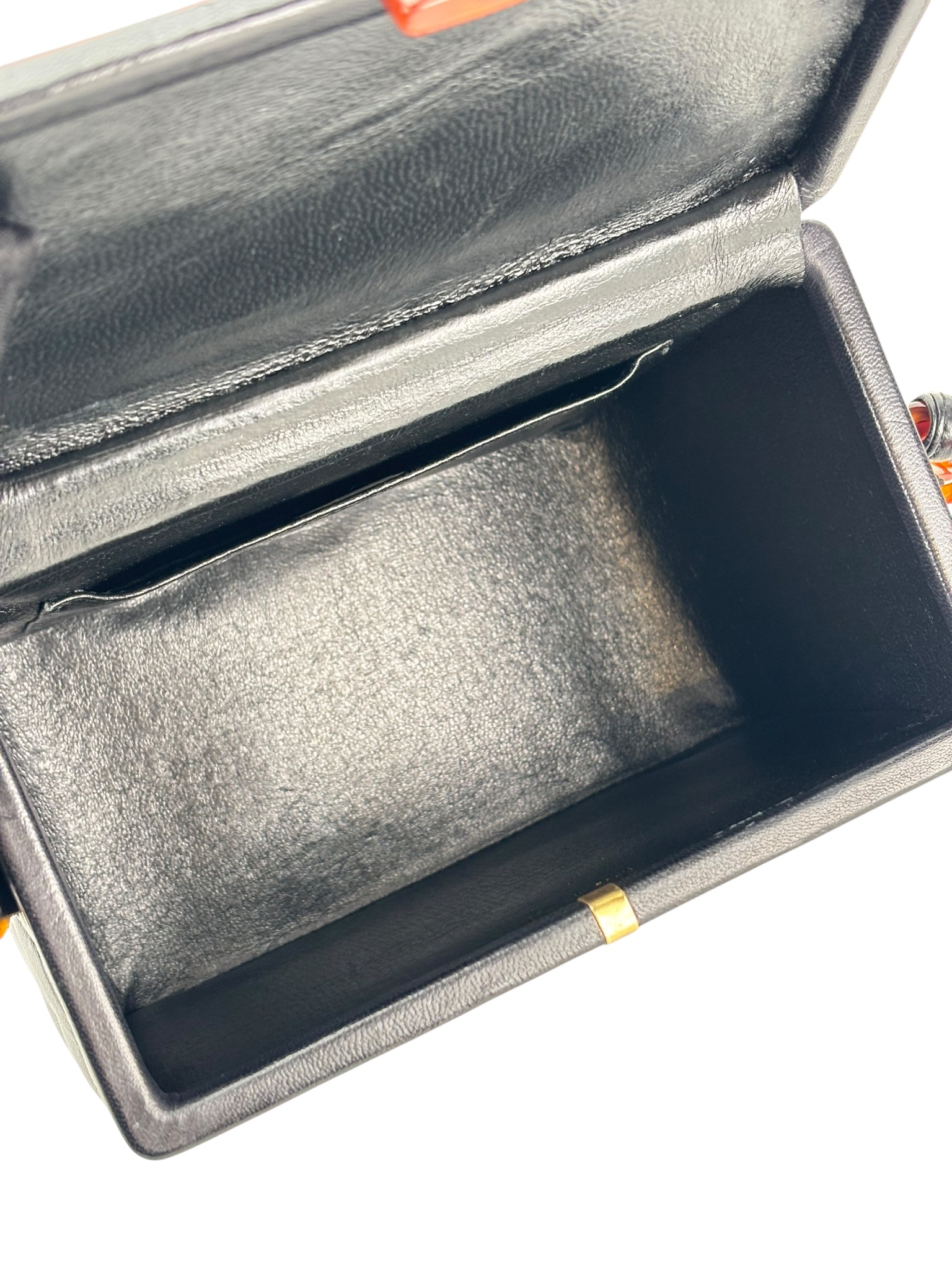 CHANEL - Black Lambskin Box Bag Tortoiseshell Bakelite Hardware