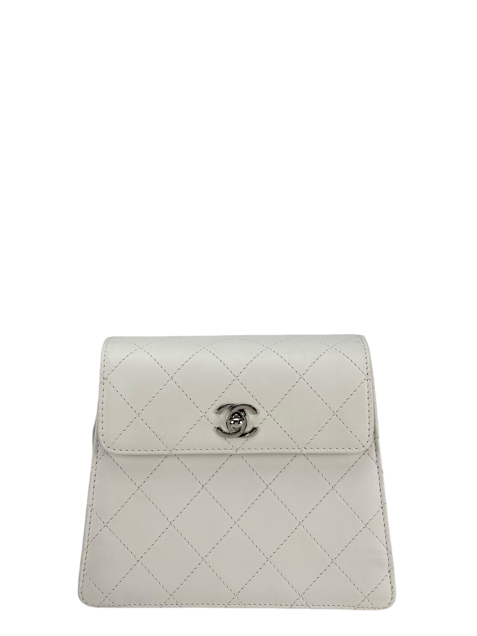 CHANEL - White Lambskin Coco Mark Kelly Handbag